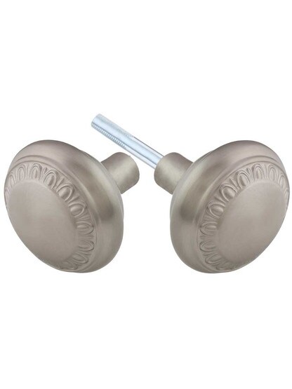 Pair of Ovolo Door Knobs in Satin Nickel.